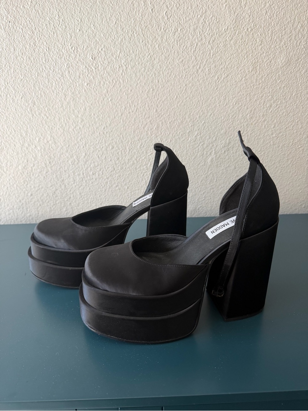 Steve Madden Black Platform Block Heel Mary Jane Pumps